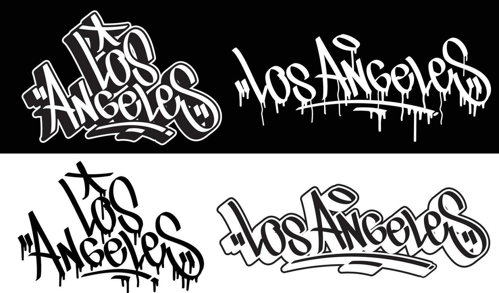 los angeles texto dentro grafite tag Fonte estilo. grafite texto vetor ilustrações.