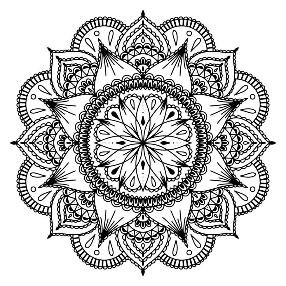 mandala para hena, mehndi, tatuagem, decoração, coloração livro. decorativo volta enfeites. étnico oriental circular enfeite vetor. antiestresse terapia desenhando vetor