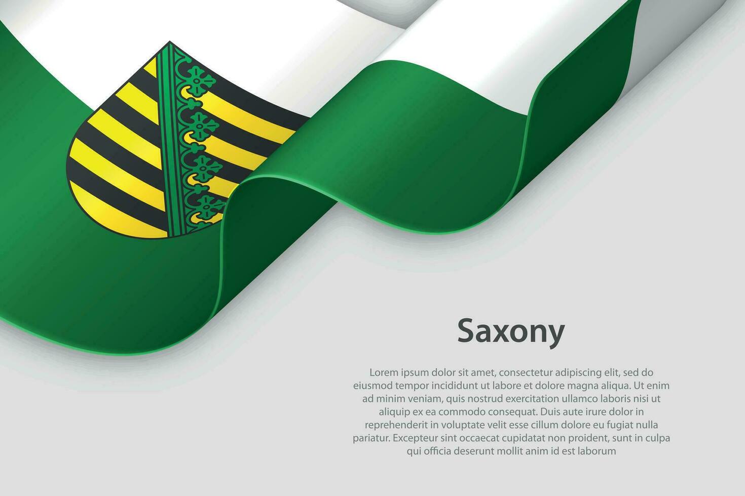 3d fita com bandeira Saxônia. alemão estado. isolado em branco fundo vetor