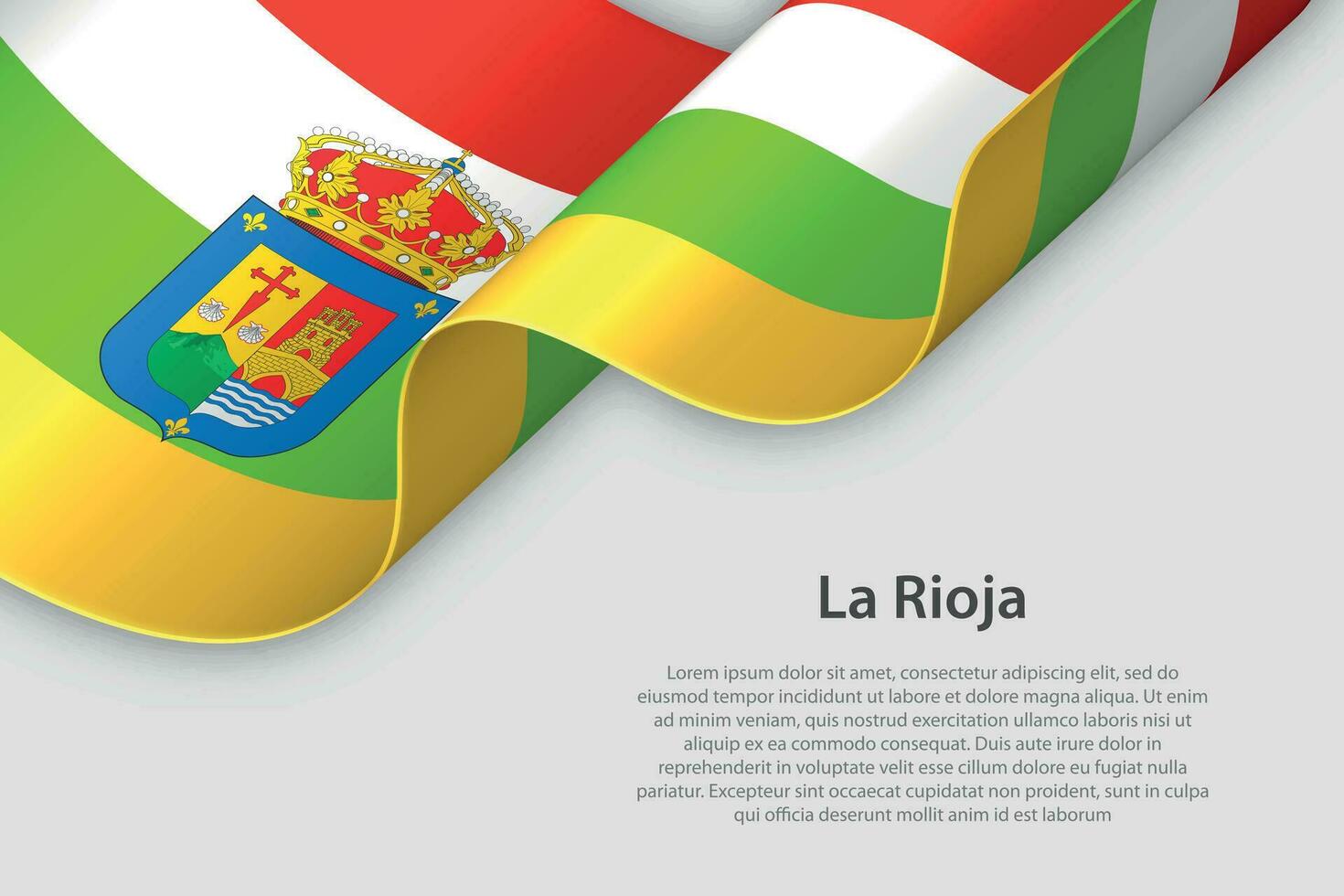 3d fita com bandeira la Rioja. espanhol autônomo comunidade. isolado em branco fundo vetor