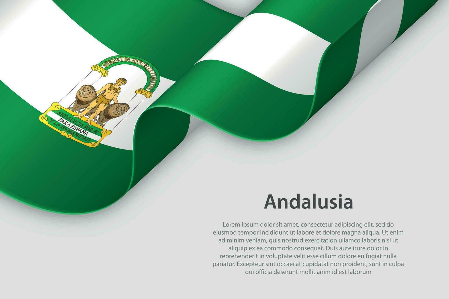 3d fita com bandeira Andaluzia. espanhol autônomo comunidade. isolado em branco fundo vetor