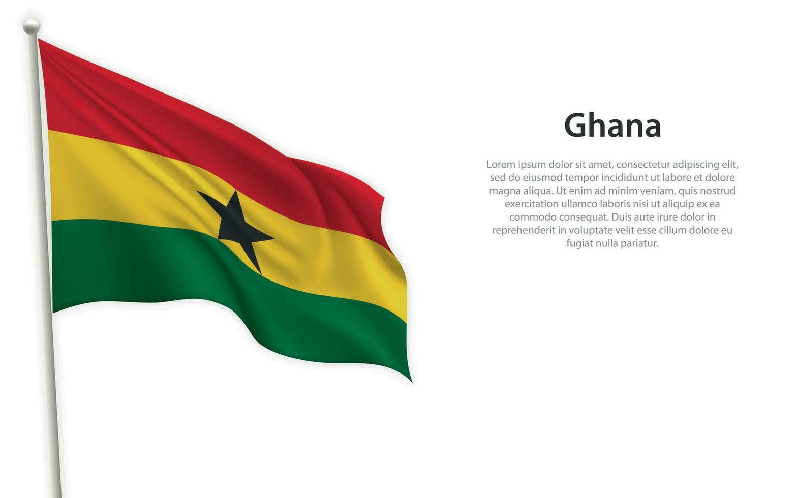 acenando bandeira do Gana em branco fundo. modelo para independência dia vetor