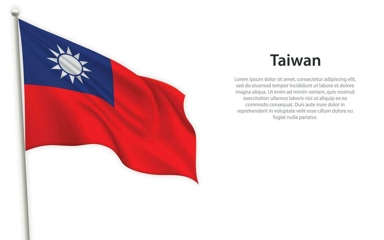 acenando bandeira do Taiwan em branco fundo. modelo para independência dia vetor