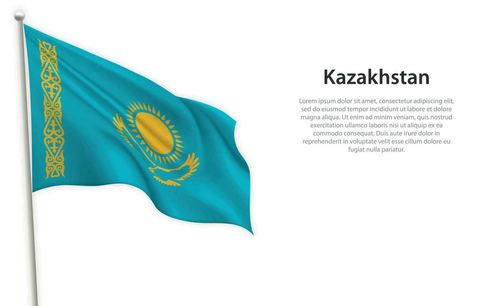 acenando bandeira do Cazaquistão em branco fundo. modelo para independência dia vetor