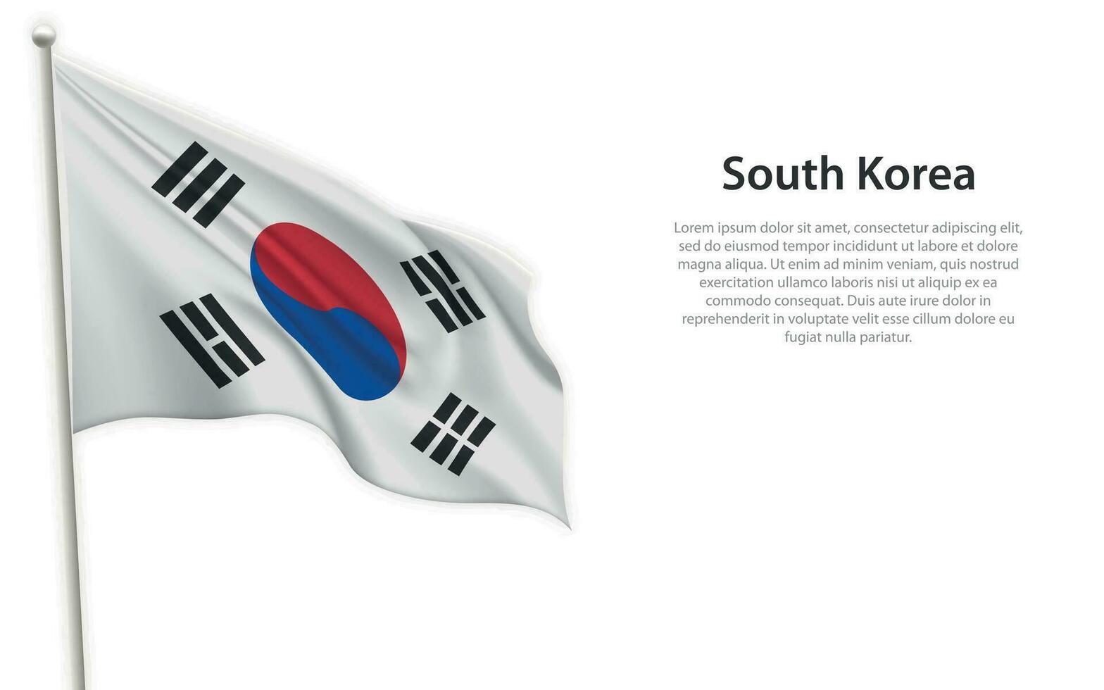 acenando bandeira do sul Coréia em branco fundo. modelo para independência dia vetor