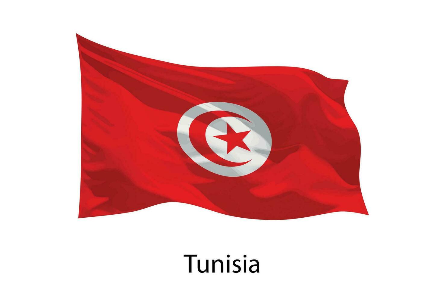 3d realista acenando bandeira do Tunísia isolado vetor