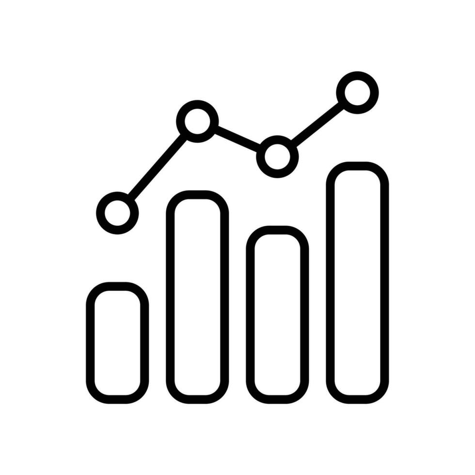 analítico ícone linha. combinação Barra gráfico estático analisando. lucro financeiro gráfico dentro progresso monitoramento. dados estatística infográfico. vetor ilustração. Projeto em branco fundo. eps10