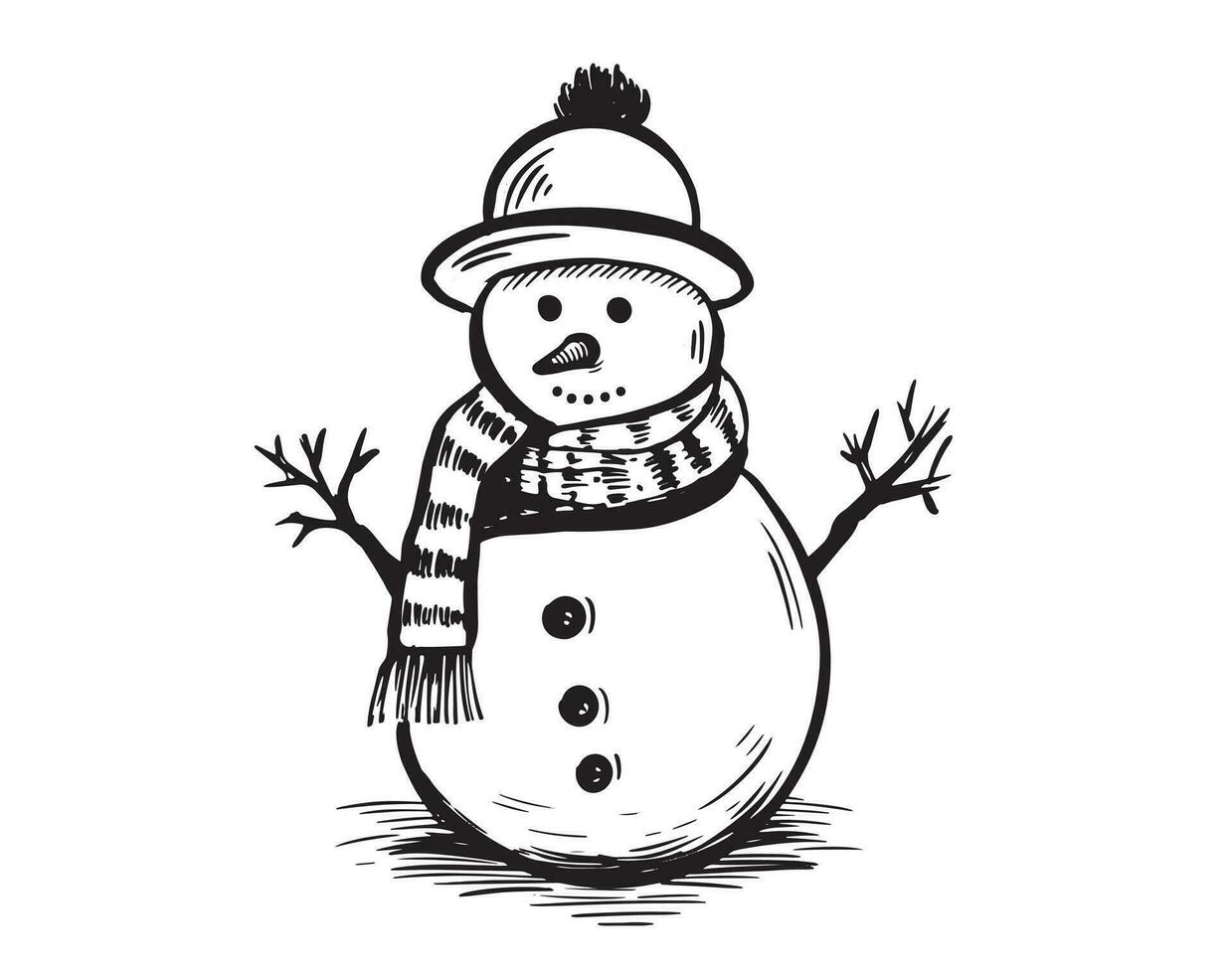 boneco de neve mão desenhado ilustrações, vetor. vetor