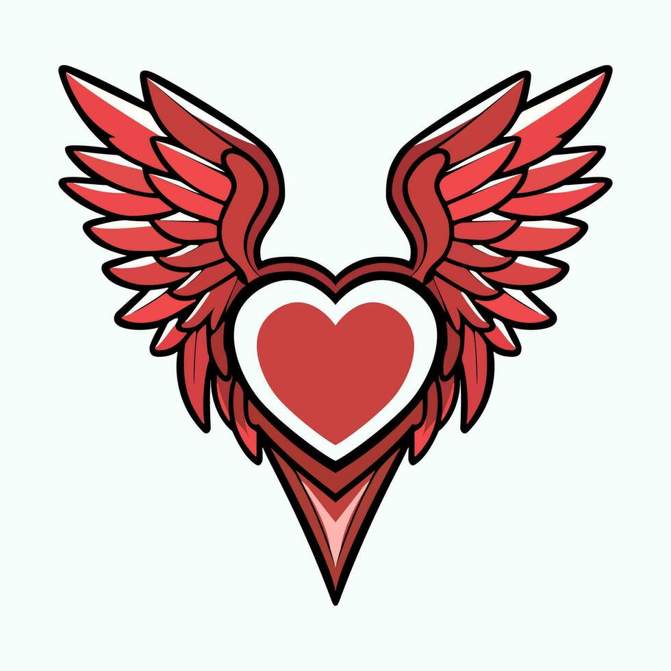coração com asas básico logotipo vetor isolado em branco fundo.