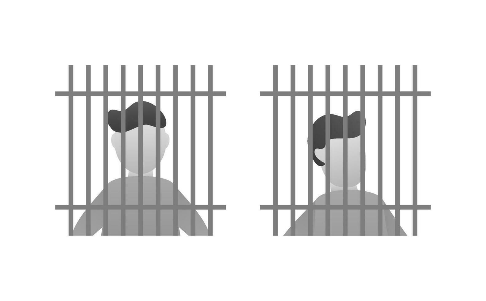 prisioneiro silhueta frente com polícia dados borda. mão desenhado Preto ícone em branco pano de fundo. vetor fundo.