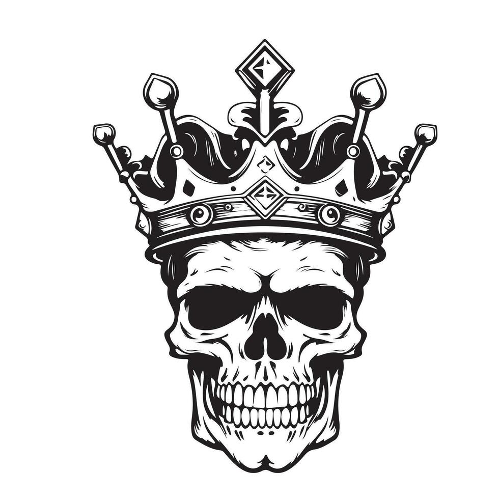 humano crânio rei dentro coroa esboço mão desenhado vetor ilustração morte dia