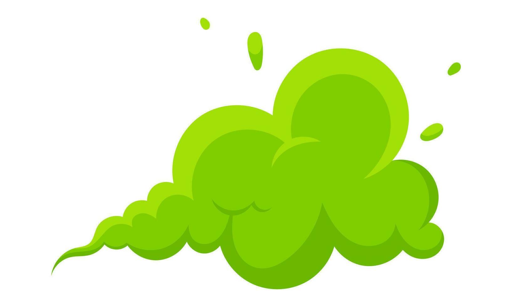 cheirando verde desenho animado fumaça ou peidar nuvens plano estilo Projeto vetor ilustração.