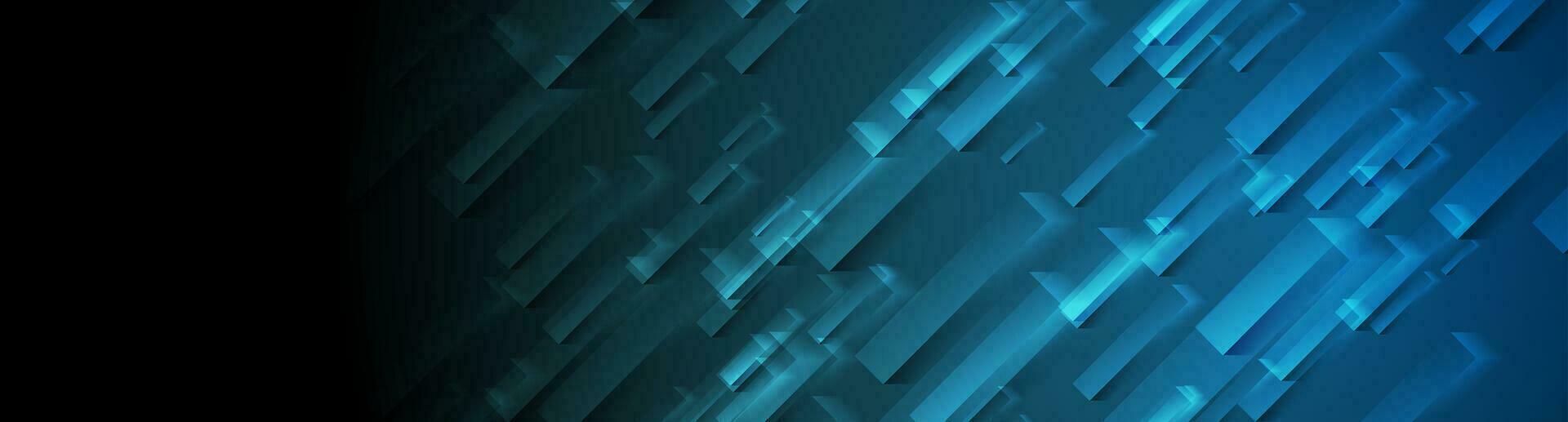 Sombrio azul listras abstrato tecnologia geométrico bandeira vetor