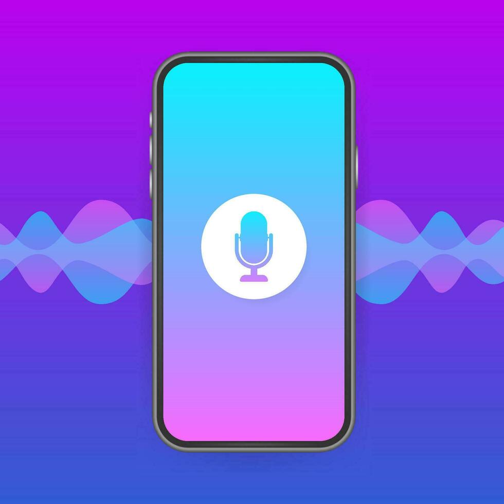 pessoal assistente e voz reconhecimento conceito gradiente vetor ilustração do onda sonora inteligente tecnologias. vetor estoque ilustração