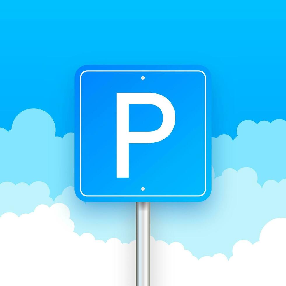 estacionamento sinal, estacionamento zona. rua estrada placa. carro parque ícone. vetor estoque ilustração