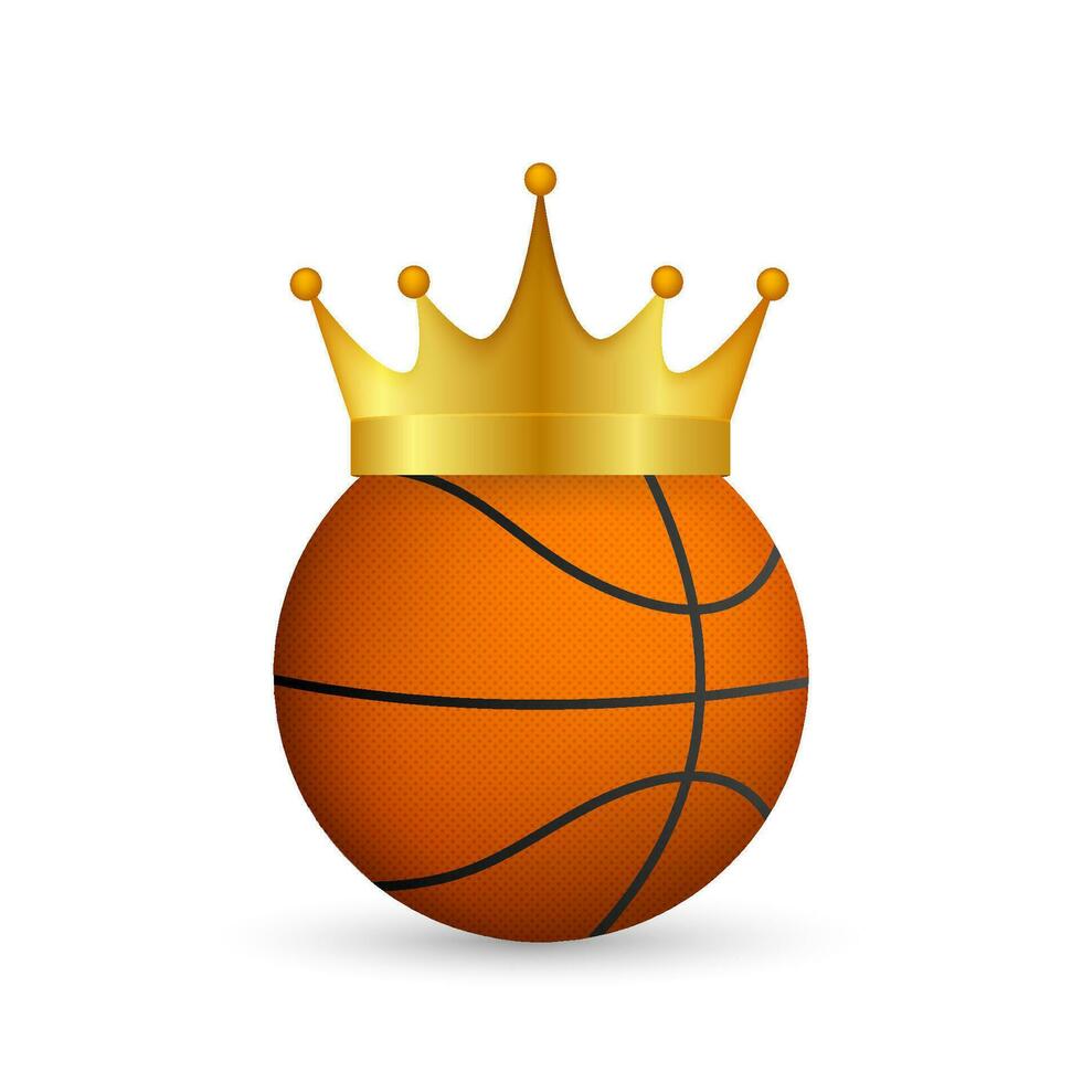 basquetebol bola dentro dourado real coroa, rei do esporte. vetor estoque ilustração