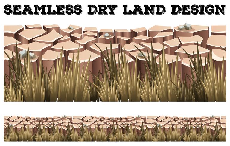 Terra seca sem costura com grama vetor