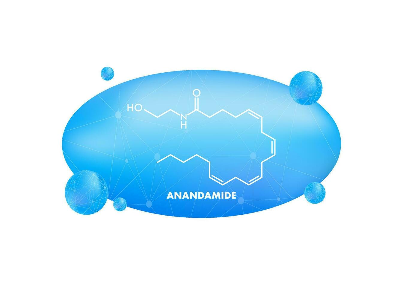 anandamida conceito químico Fórmula ícone rótulo, texto Fonte vetor ilustração.