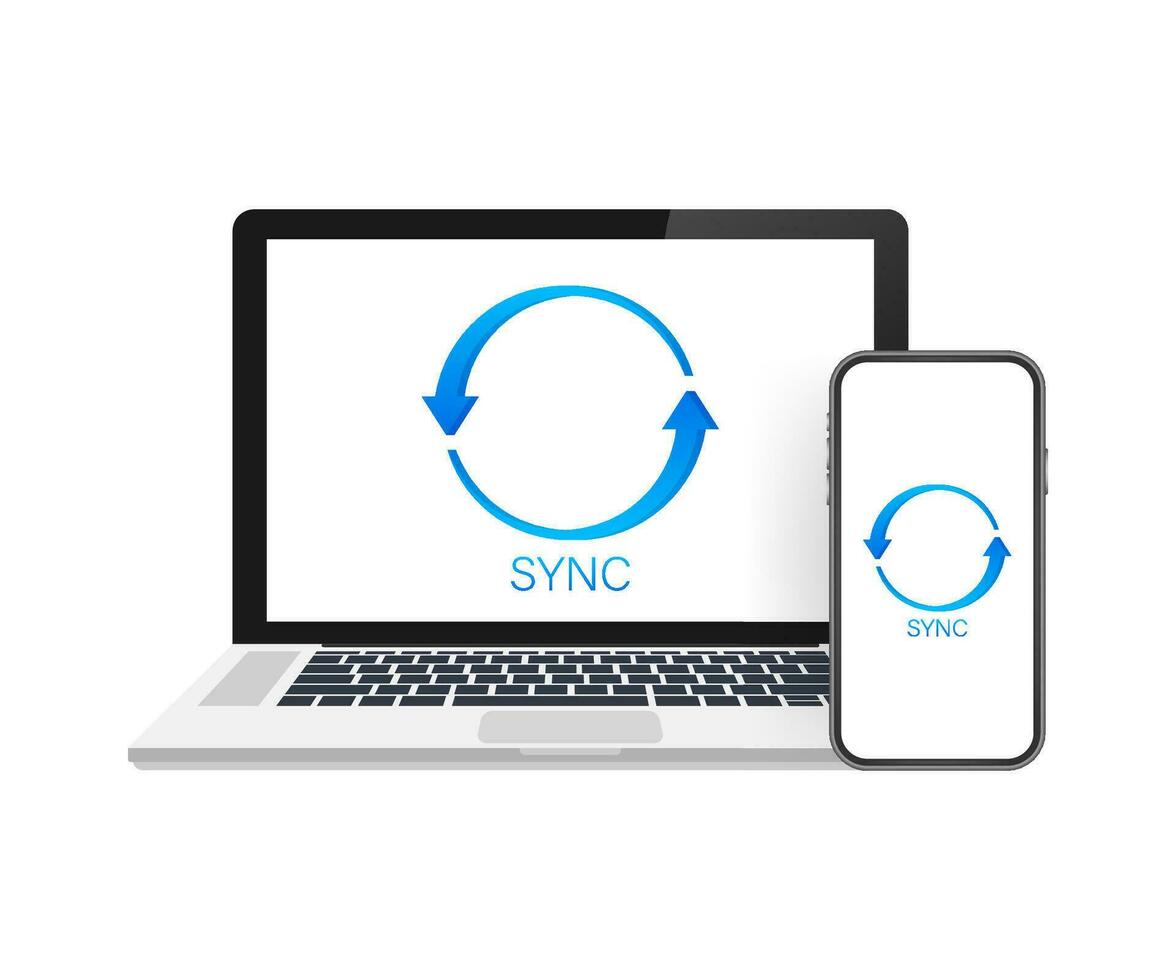 plano ícone com sincronizar Smartphone para Móvel dispositivo Projeto. digital tecnologia fundo. em formação tecnologia conceito vetor