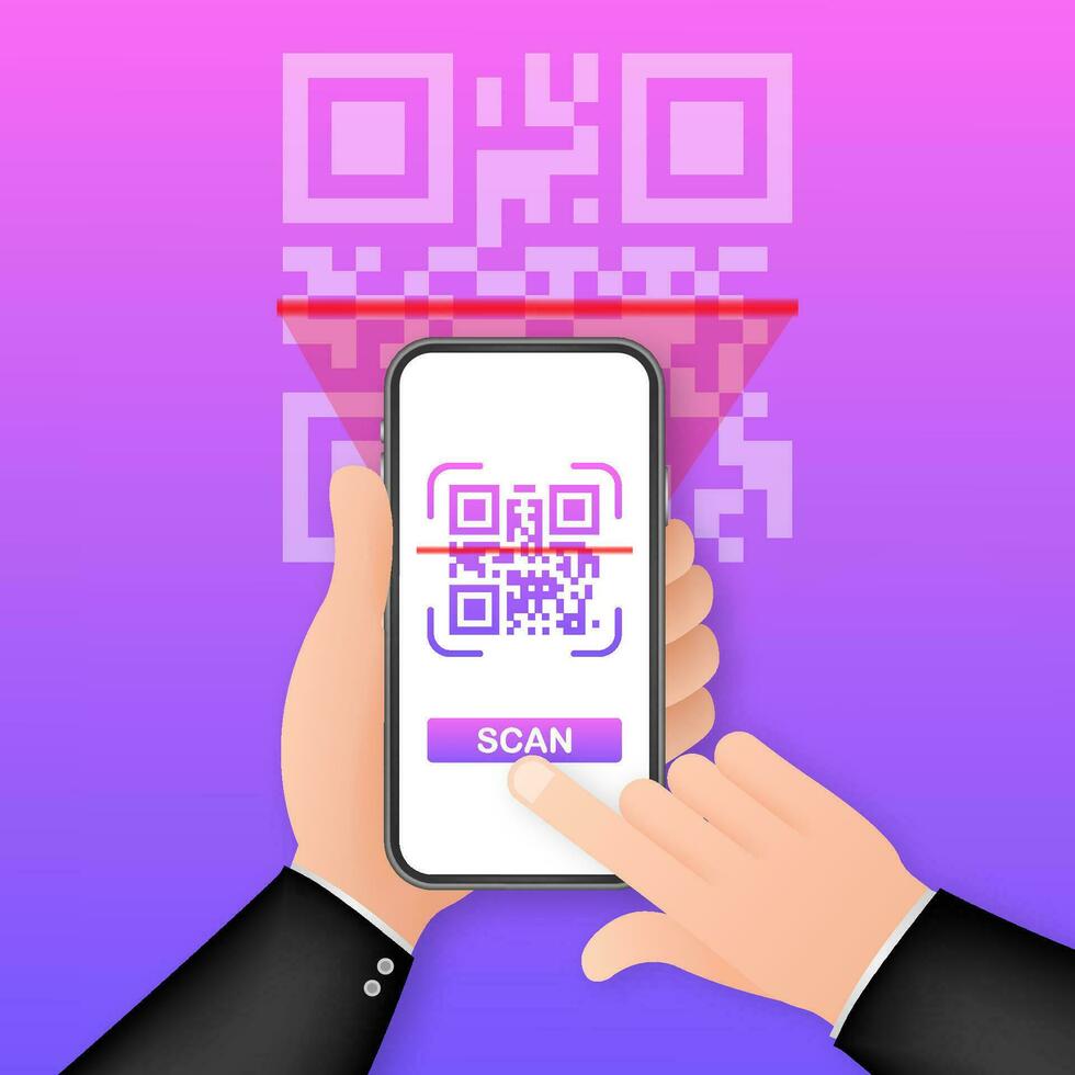 Varredura qr código para Móvel telefone. eletrônico, digital tecnologia, código de barras. vetor estoque ilustração