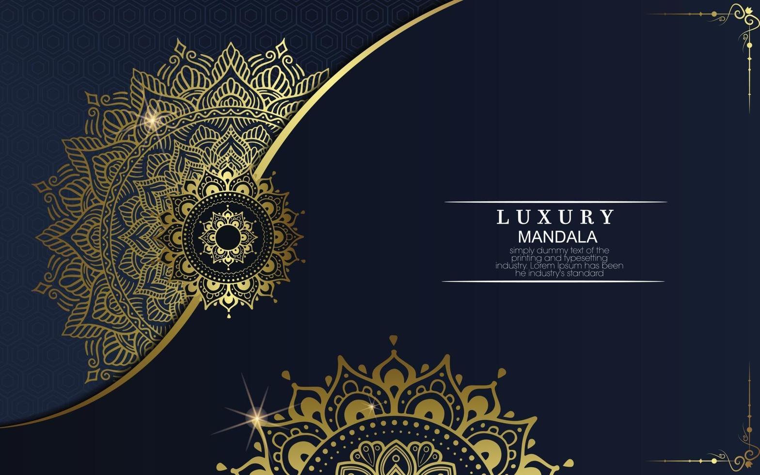Fundo de mandala de luxo com arabescos dourados vetor