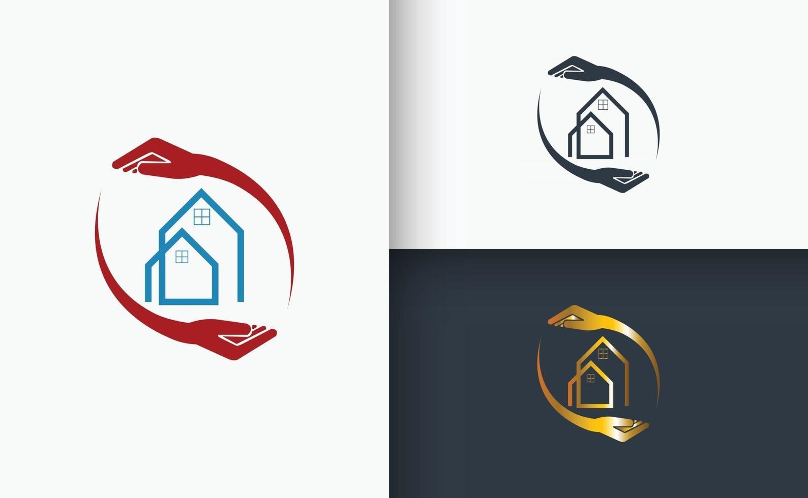 Conjunto de logotipo de imobiliária e construção vetor