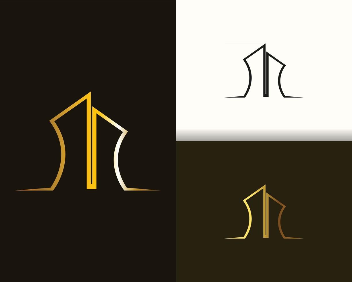 logotipo de construção e imóveis de luxo moderno dourado vetor