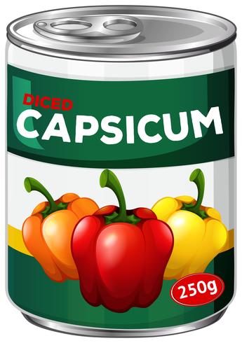 Lata de capsicum em cubos vetor