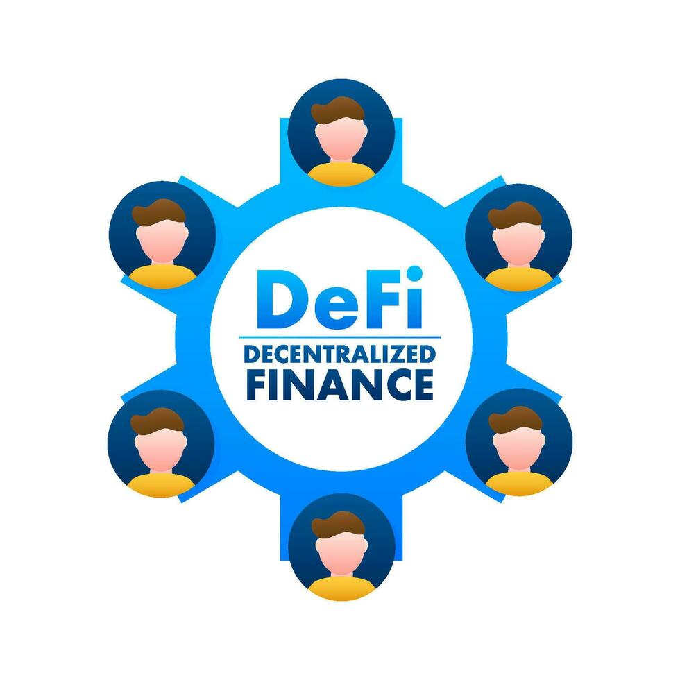 defi descentralizado finança. financeiro tecnologia, blockchain. digital carteira. vetor estoque ilustração