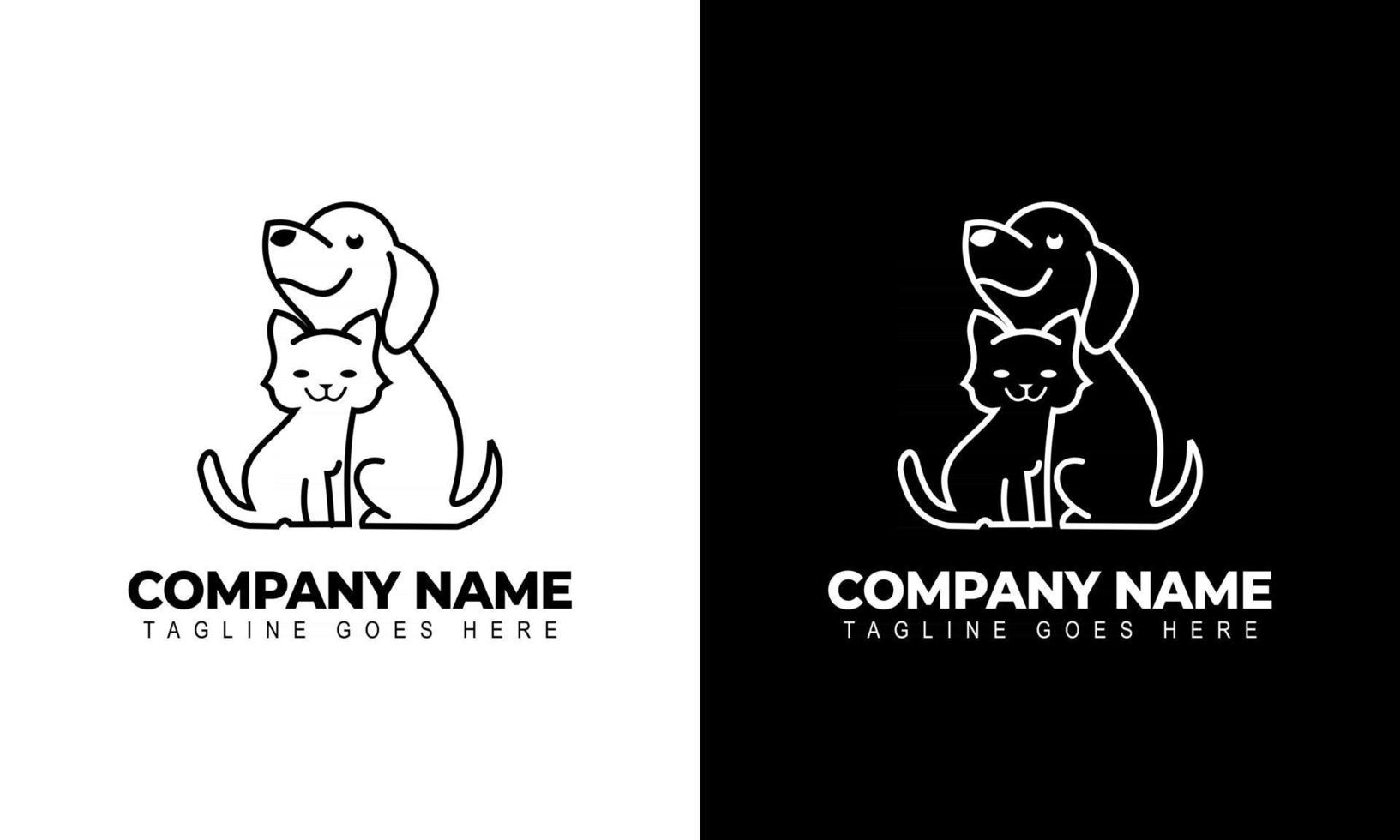 vetor de uma ilustração gráfica de animais de design de logotipo de cachorro e gato