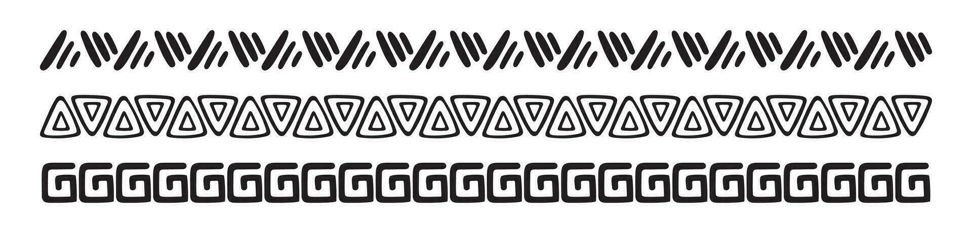 étnico tradicional símbolos com Preto e branco. mão desenhado rabisco estilo. geométrico formas vetor