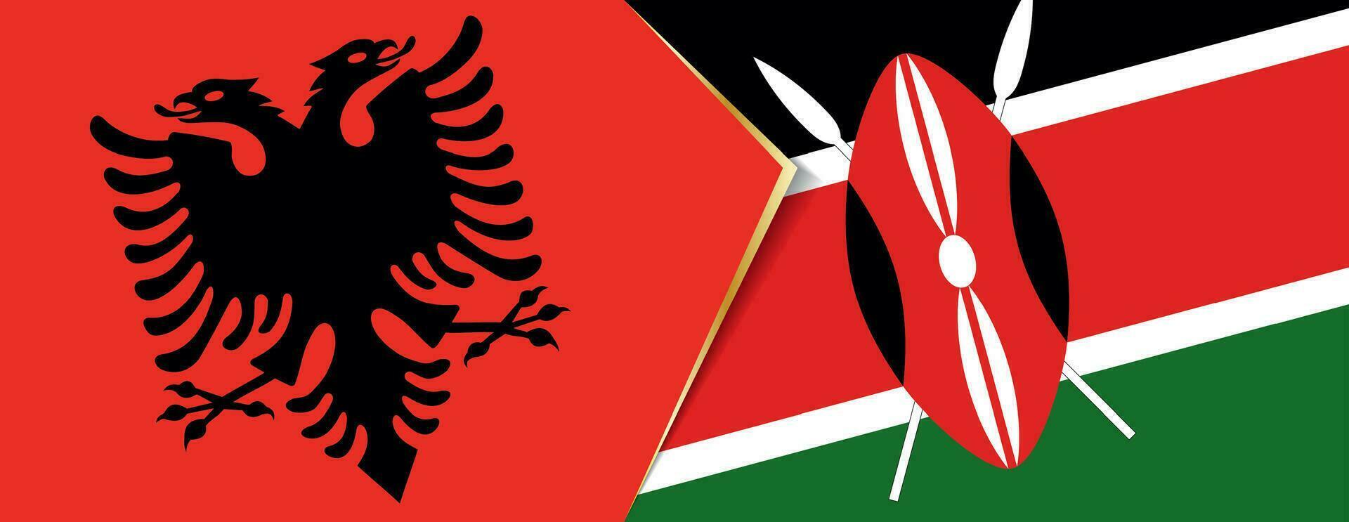 Albânia e Quênia bandeiras, dois vetor bandeiras.