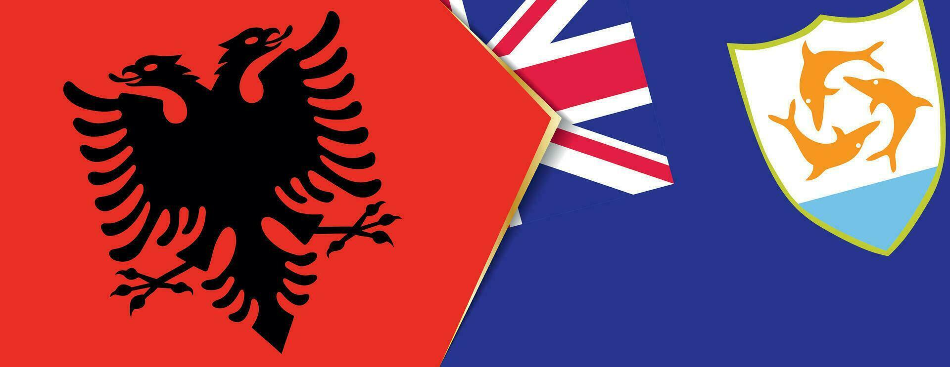 Albânia e anguila bandeiras, dois vetor bandeiras.