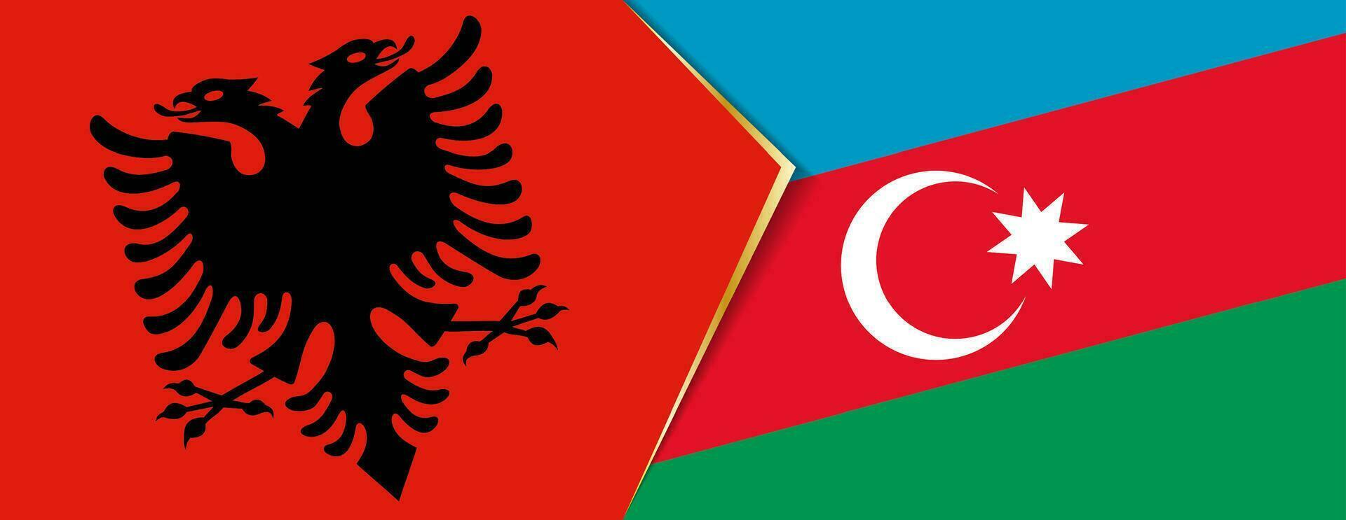 Albânia e Azerbaijão bandeiras, dois vetor bandeiras.