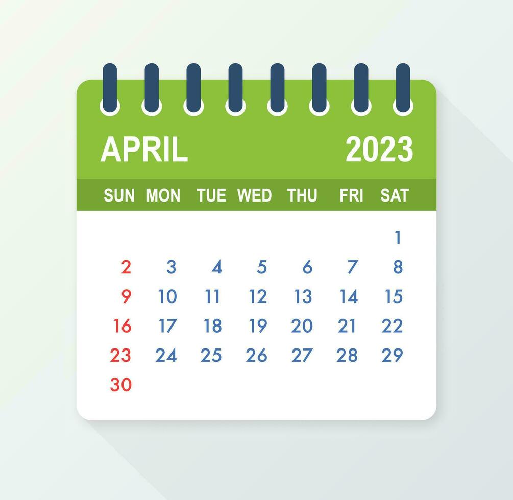 abril 2023 calendário folha. calendário 2023 dentro plano estilo. vetor ilustração