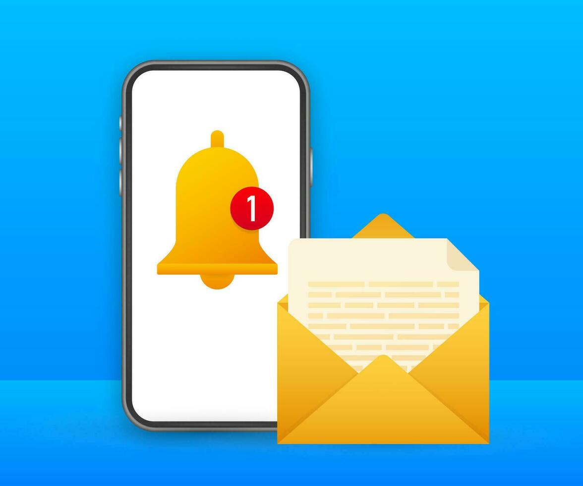 habilitar lembrete notificação em Smartphone tela. o email notificação. mensagem alerta. vetor estoque ilustração