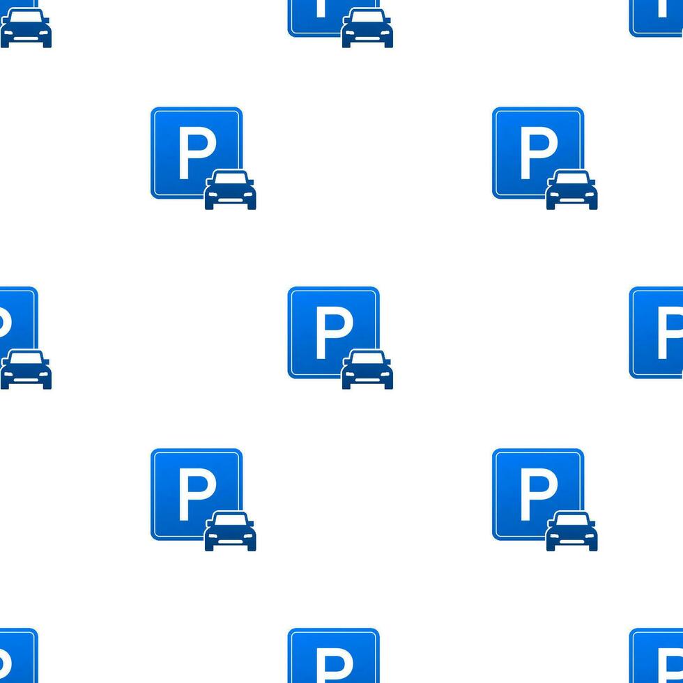modelo com azul estacionamento padronizar. logotipo, ícone, rótulo. estacionamento em branco fundo. rede elemento. vetor estoque ilustração
