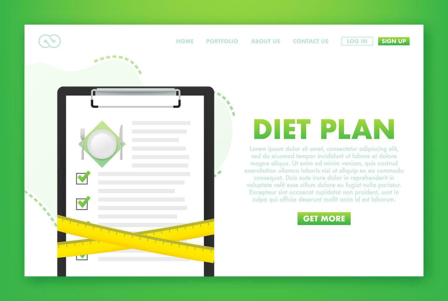 dieta plano em branco fundo. saúde estilo de vida, fitness. topo visualizar. vetor