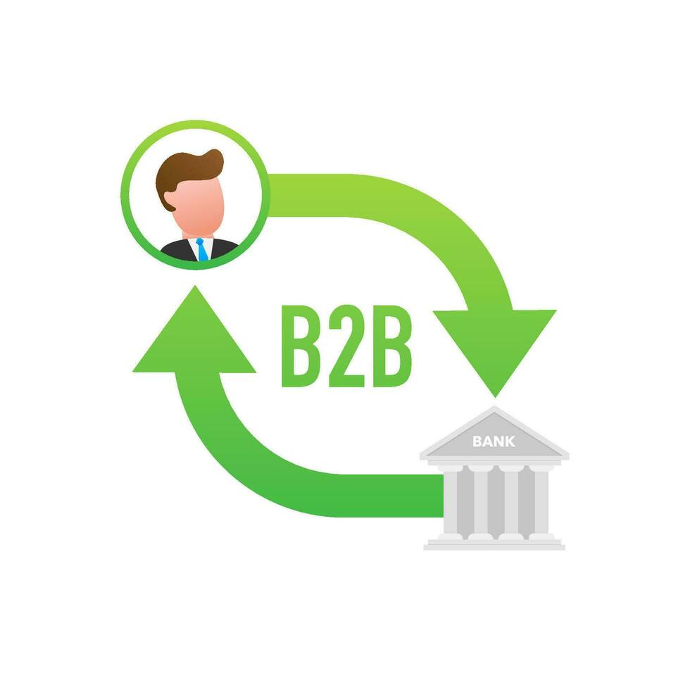 b2b vendas pessoa vendendo produtos. o negócio para o negócio vendas, b2b vendas método. vetor ilustração.