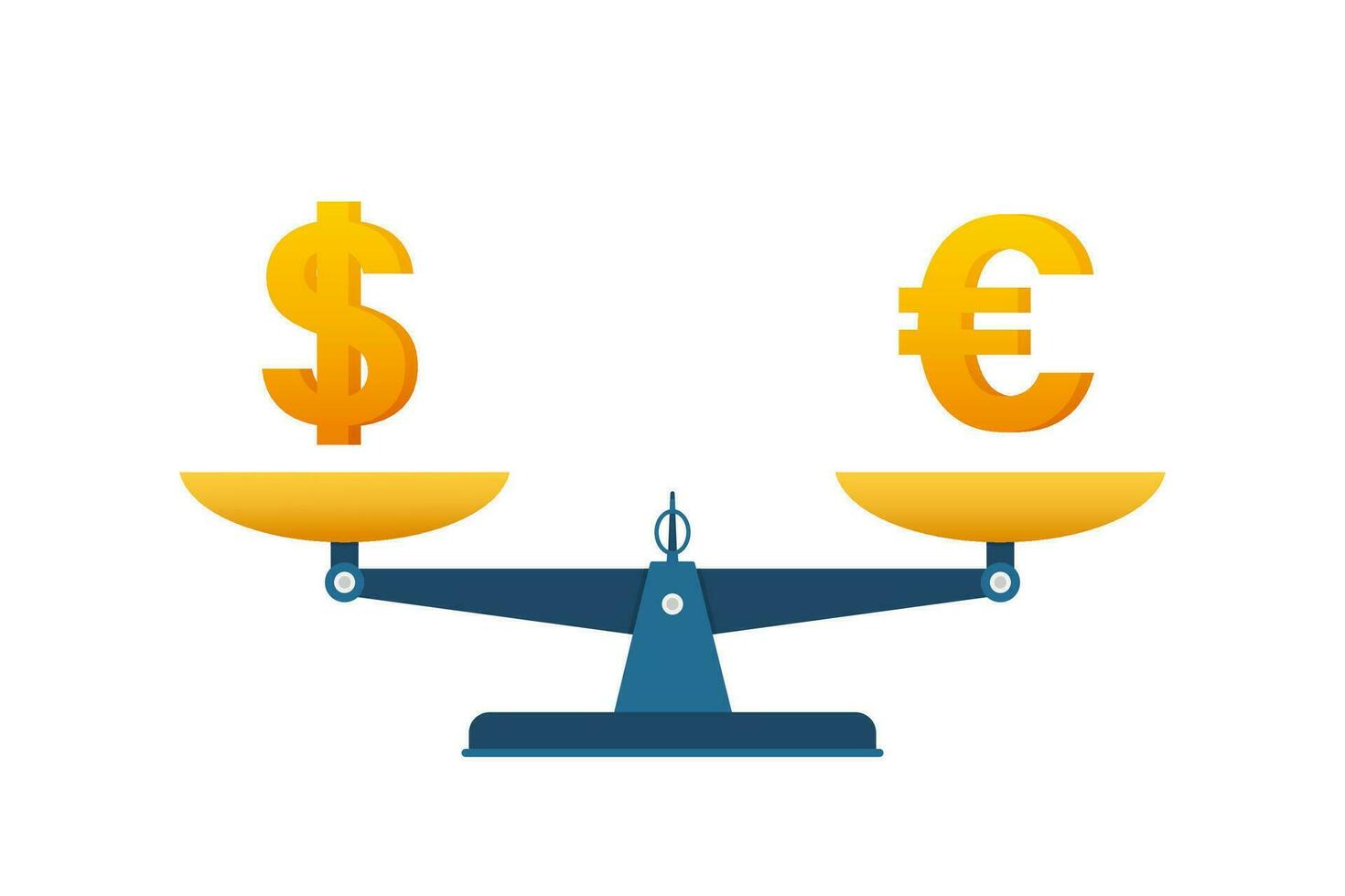 dólar vs euro em equilíbrio. balanças com dinheiro. vetor estoque ilustração