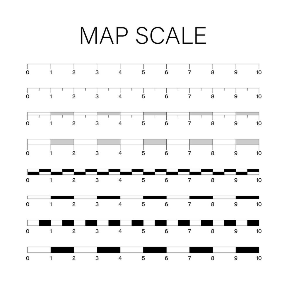 mapa balanças gráficos para medindo distâncias. vetor ilustração.