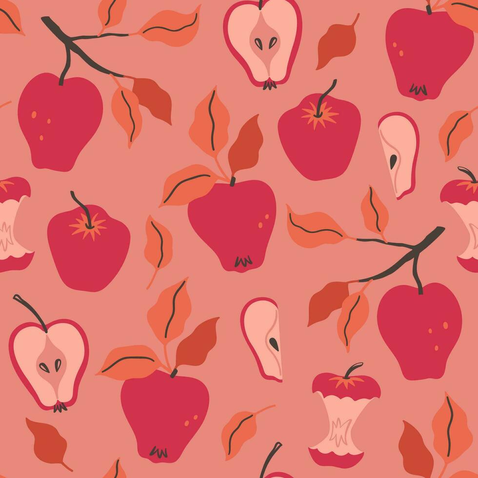 outono desatado padronizar com vermelho maçãs vetor gráficos.