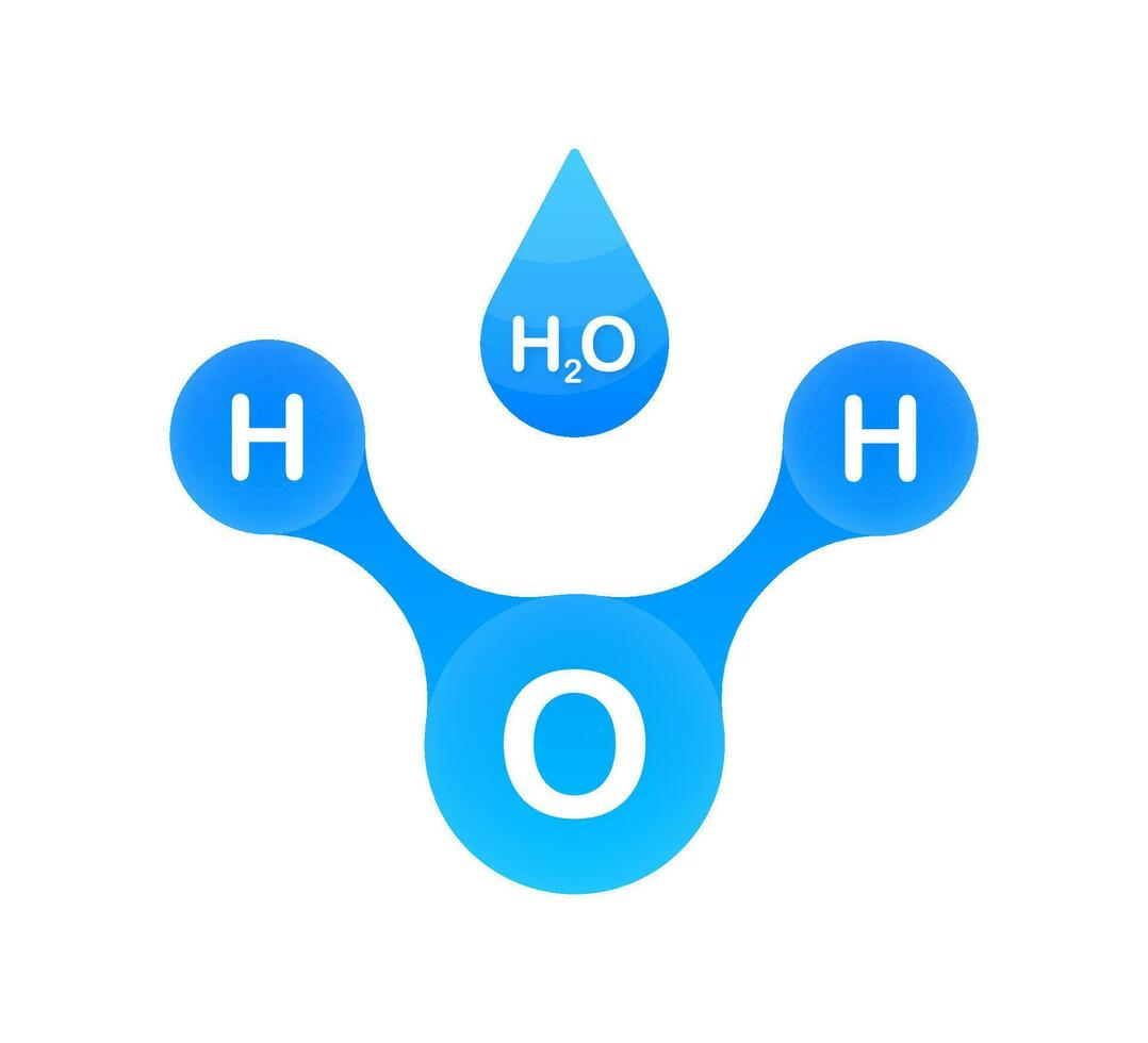 água molécula. estrutura do a água molécula h2o. vetor estoque ilustração