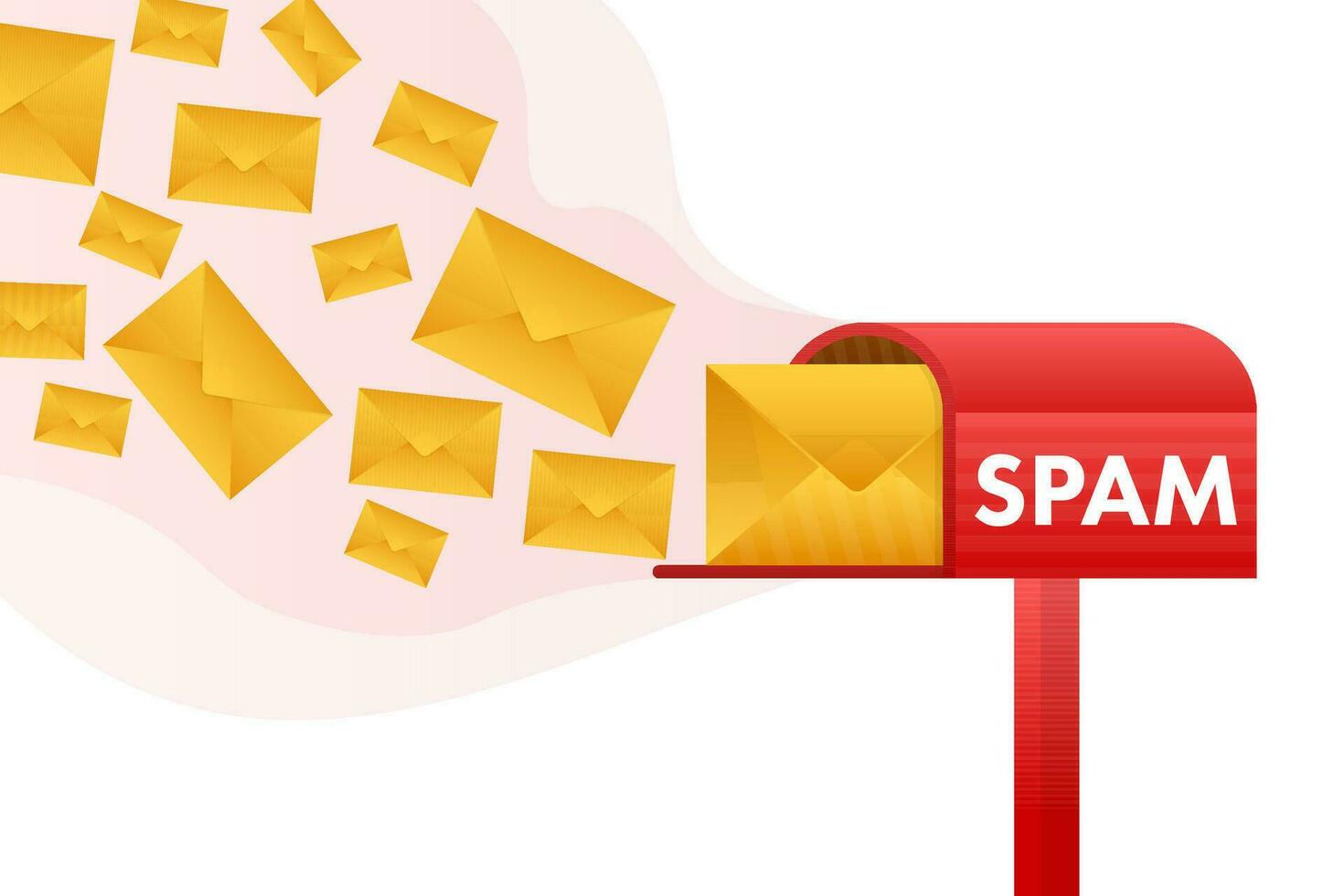 não Spam. Spam o email aviso. conceito do vírus, pirataria, hacking e segurança. envelope com Spam. vetor ilustração