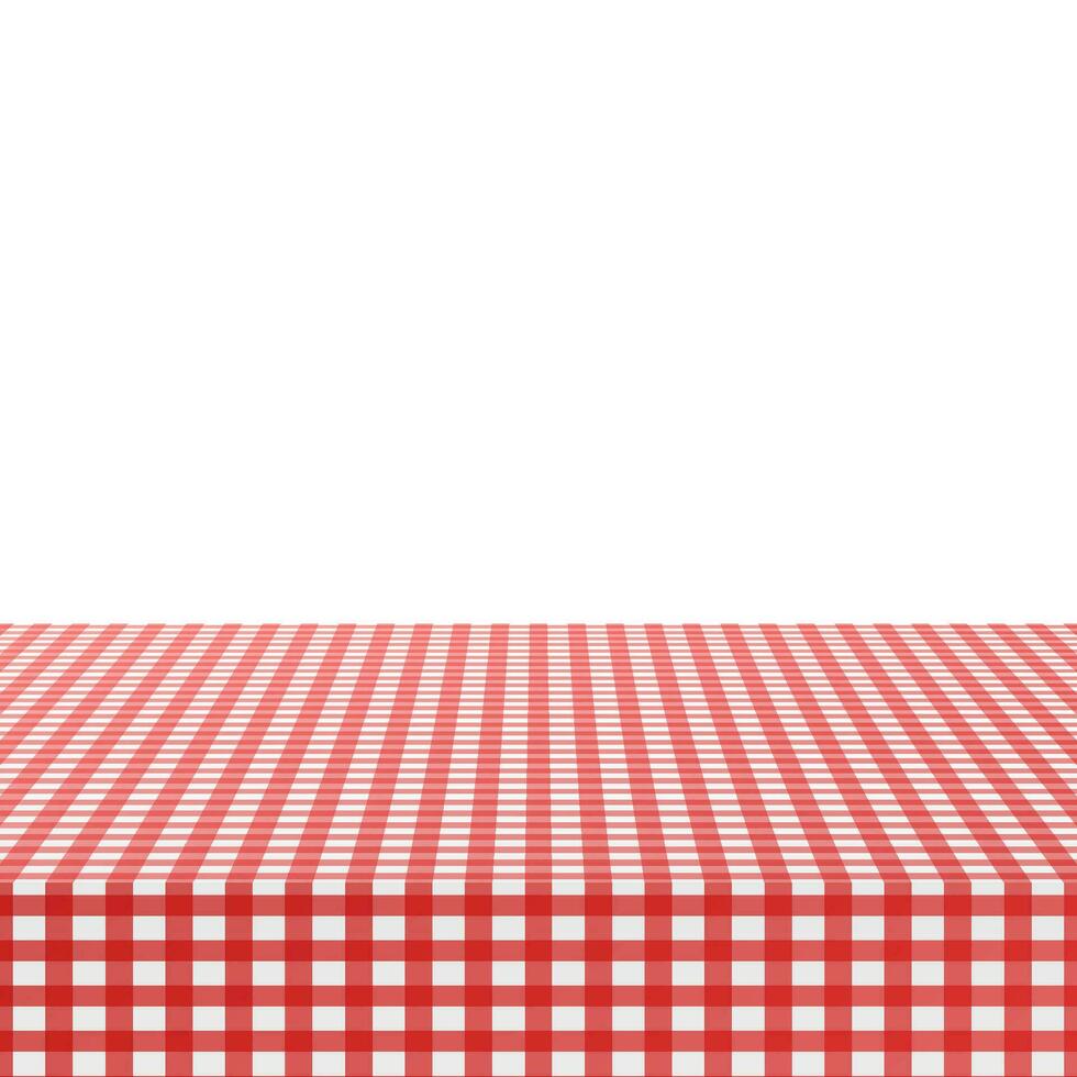 vermelho canto toalha de mesa em branco fundo. vetor ilustração.