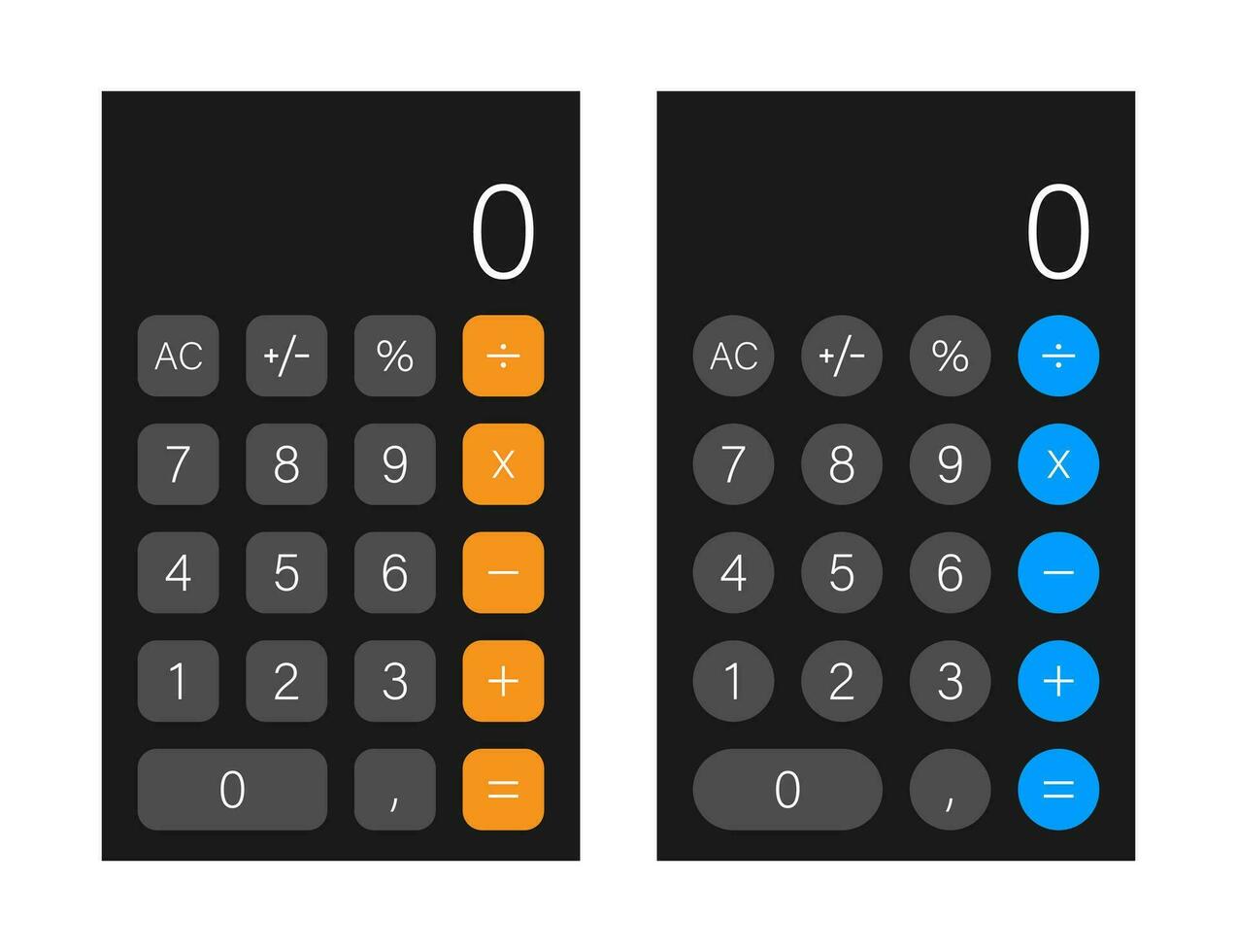 botão com Preto calculadora Smartphone. Móvel aplicativo interface. telefone mostrar. Móvel telefone Smartphone dispositivo gadget. vetor estoque ilustração