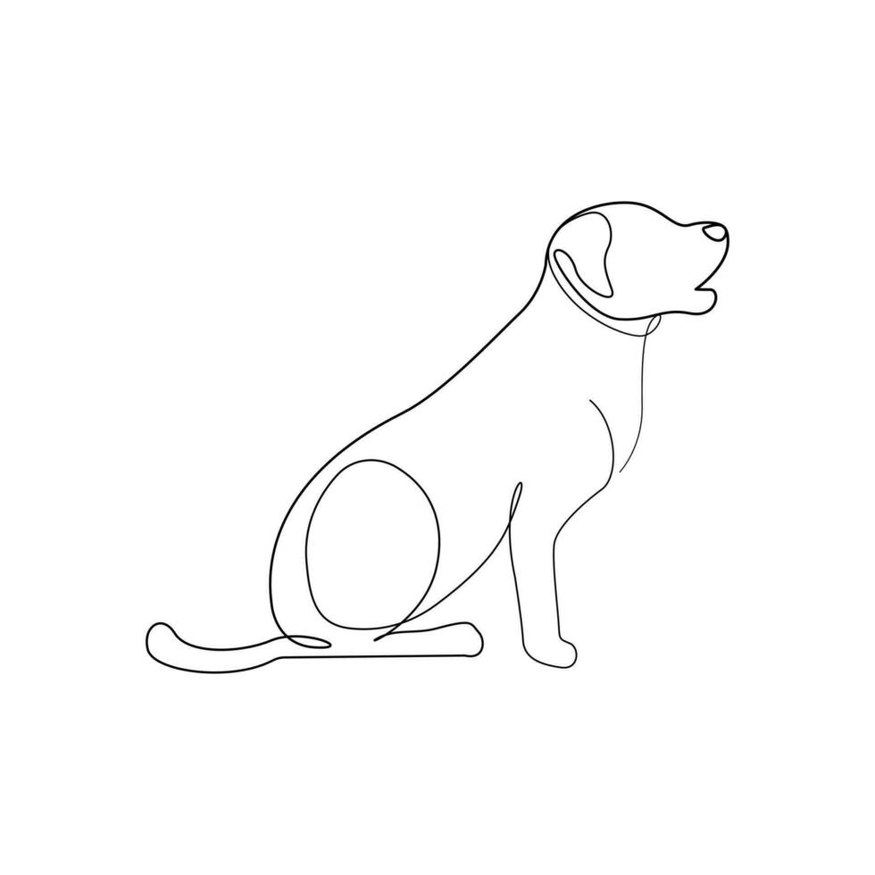 solteiro linha cachorro esboço contínuo vetor arte ilustração