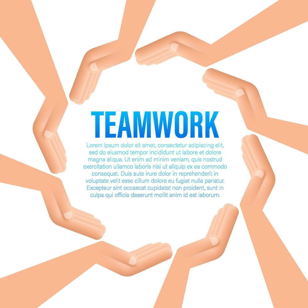 abstrato trabalho em equipe mãos placa para conceito Projeto. o negócio conceito. trabalho em equipe, cooperação vetor