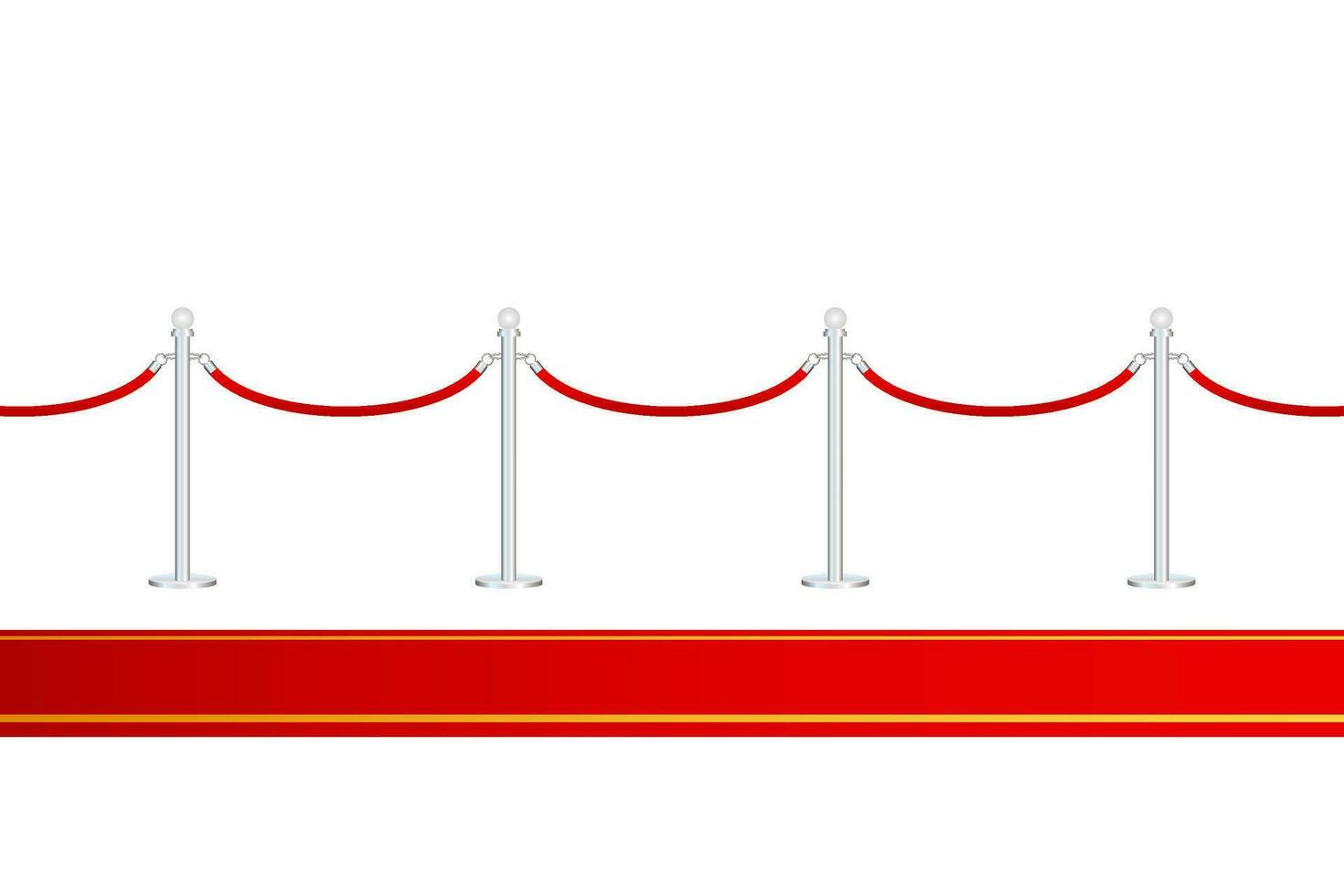 vermelho tapete com vermelho cordas em dourado pilares. exclusivo evento, filme pré estreia, gala, cerimônia, prêmios conceito. vetor estoque ilustração.
