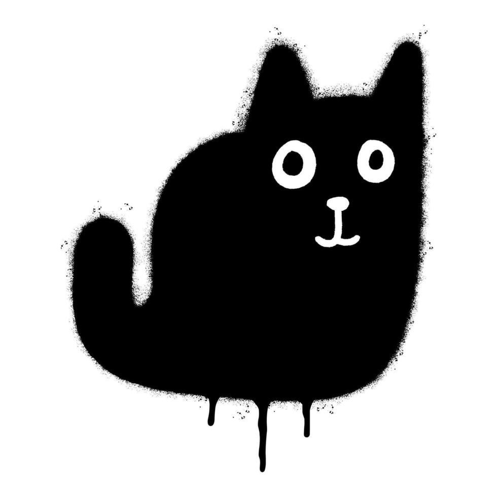 spray pintado grafite gato ícone palavra pulverizado isolado com uma branco fundo. grafite gatinha placa com sobre spray dentro Preto sobre branco. vetor